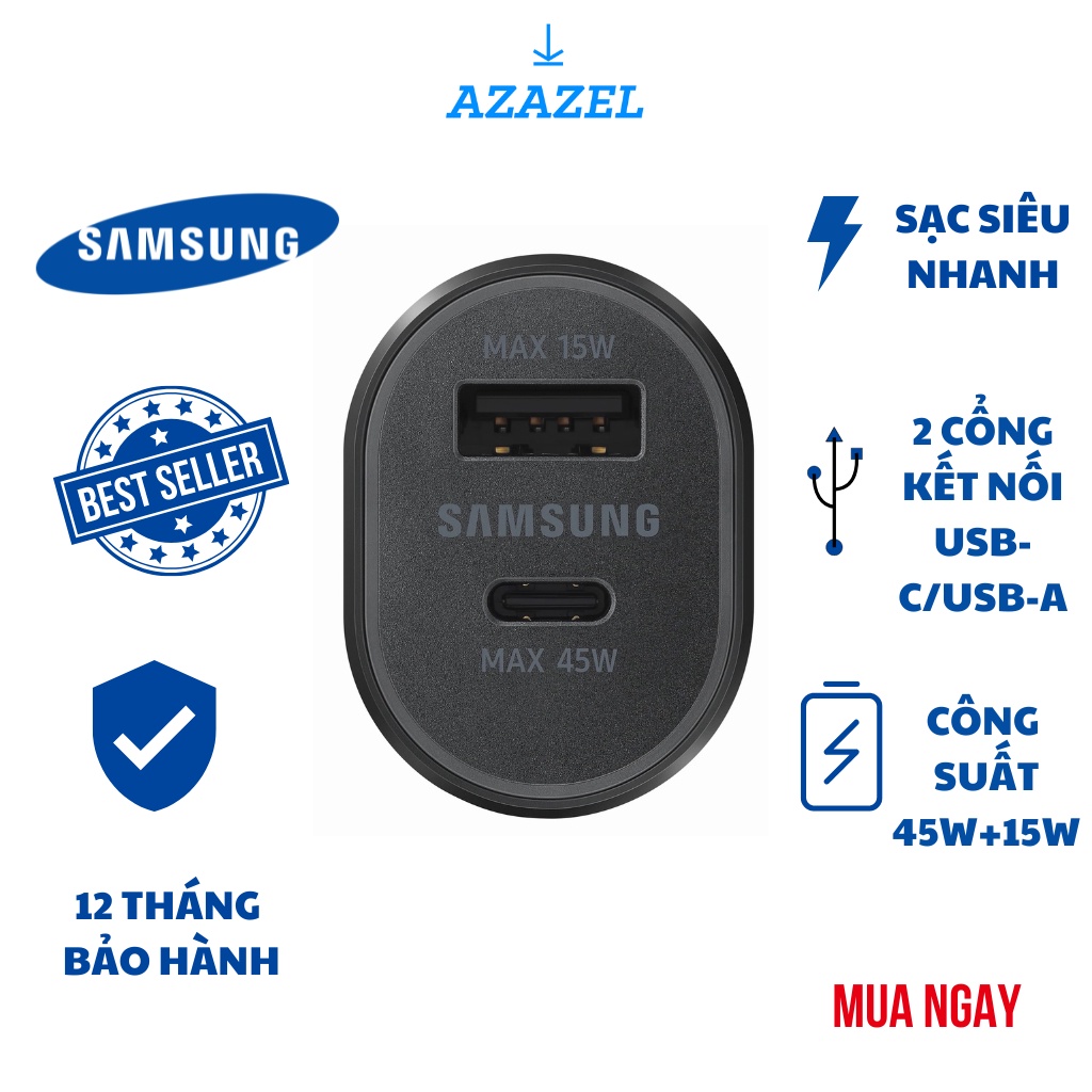 Tẩu sạc ô tô samsung 2 cổng siêu nhanh EP L5300 (45W+15W)
