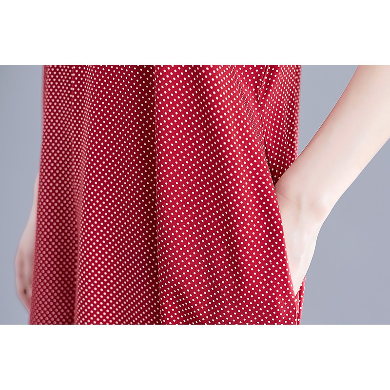 [ORDER] Quần yếm nữ bigsize ống rộng đỏ chấm bi trẻ trung (fit 70kg) | BigBuy360 - bigbuy360.vn