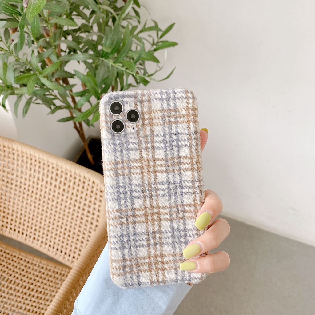 Ốp Điện Thoại Vải Họa Tiết Kẻ Ô Cho iphone se2020 7 8 plus x xs max xr 11 12 13 pro max