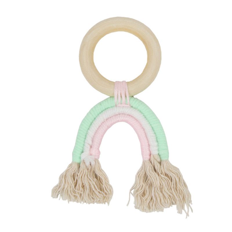 Đồ Chơi Vòng Macrame Hữu Cơ Bằng Cotton Tự Nhiên Dành Cho Bé Mọc Răng