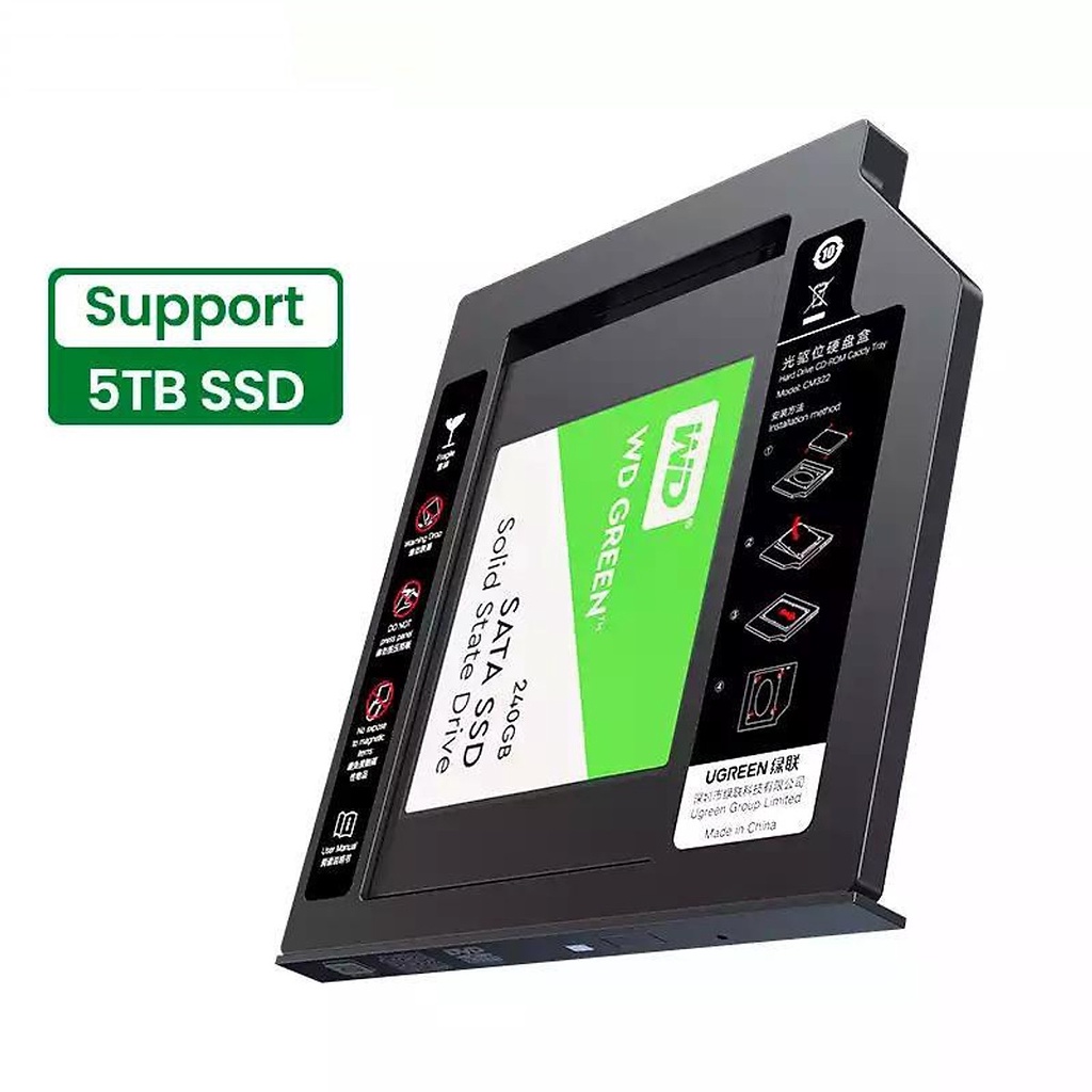 Khay Ổ cứng Laptop (Caddy Bay) mỏng Ugreen 70657 - Hàng Chính Hãng Bảo Hành 18 tháng