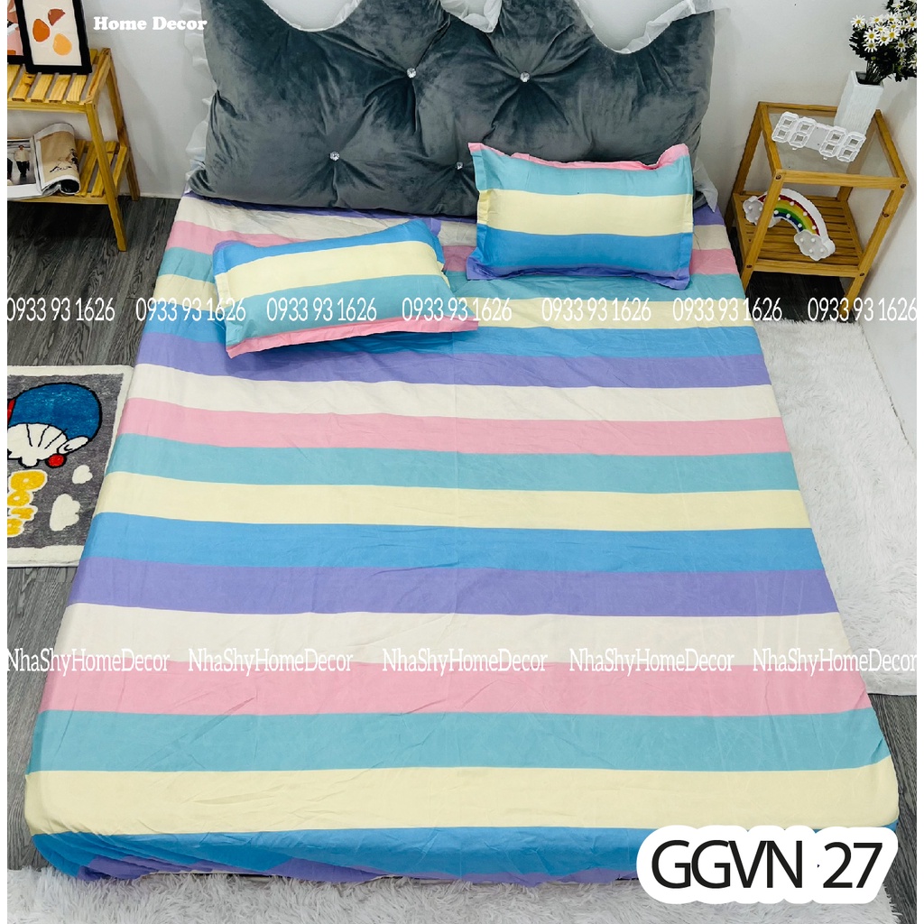 Bộ Ga Giuờng Cotton Poly 3 Món Chất Cotton Poly Hàng Việt Nam Sản Xuất - Set Ga + 2 Vỏ Gối Nằm