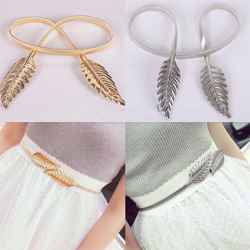 Thắt lưng mỏng họa tiết lá bằng kim loại