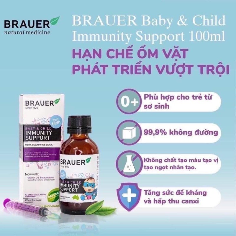 [HÀNG CHEMIST ] Siro Tăng Đề Kháng Brauer Immunity 100ml