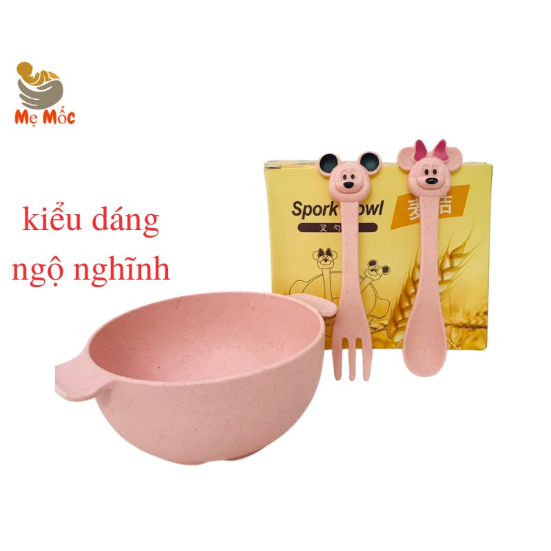 Bộ Bát Ăn Dặm Lúa Mạch - Bát ăn Cho Bé Mẹ Yên Tâm Đựng Đồ - Shop Mẹ Mốc ,BADLM