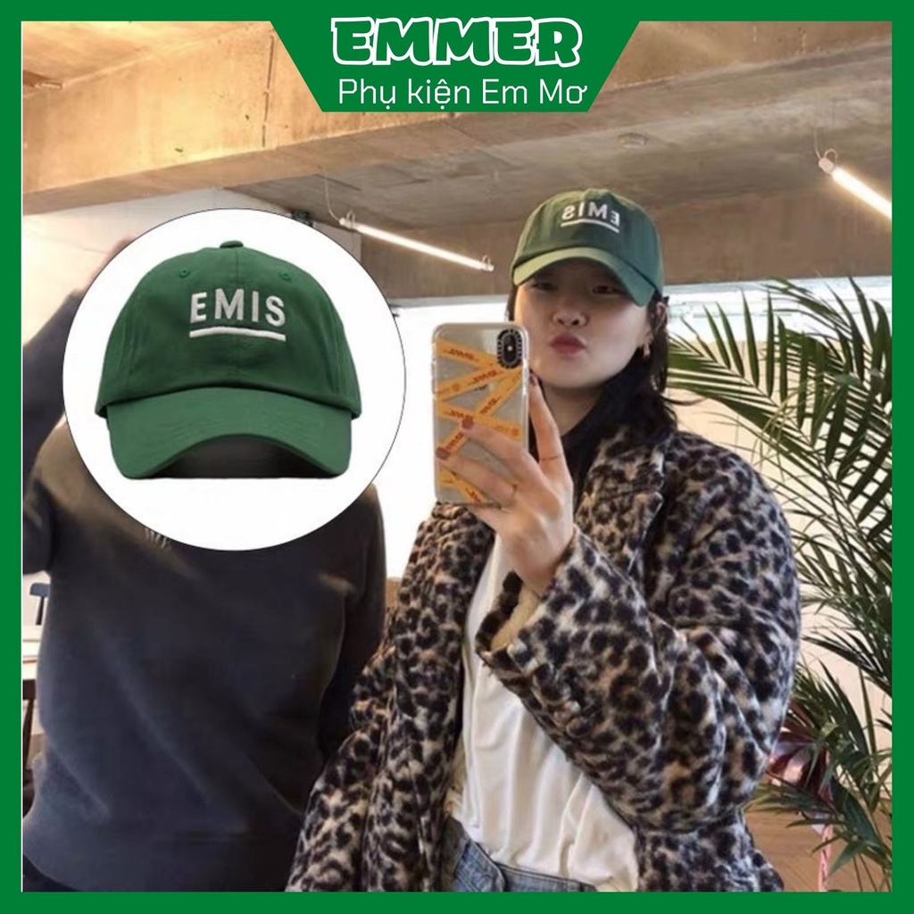Mũ lưỡi trai unisex, nón kết thêu chữ Emis ulzzang Hàn Quốc, phụ kiện Emmer