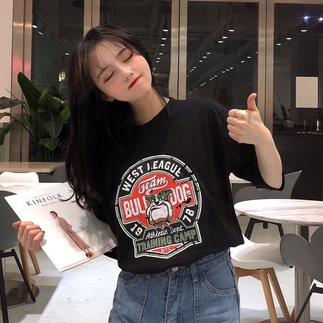[FREESHIP] Áo Thun Tay Lỡ 💖 Form Rộng Unisex Nam Nữ 💖 Phong Cách Ulzzang Hàn Quốc TEAM BULLDOG Unisex | BigBuy360 - bigbuy360.vn