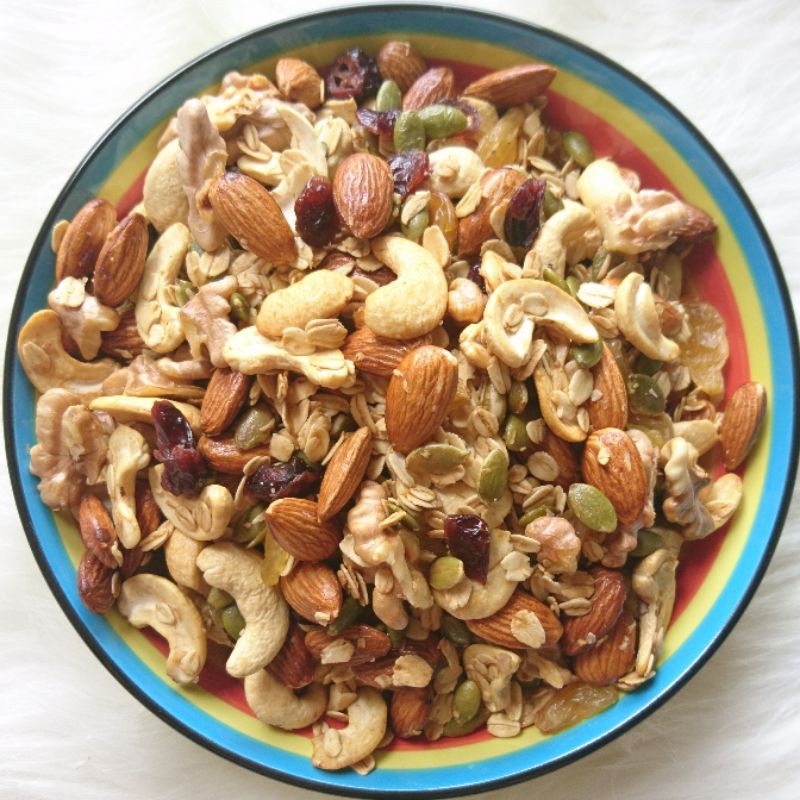 500Gram Granola siêu hạt 85% hạt 15% yến mạch, dinh dưỡng không đường (Ngũ cốc ăn kiêng, ngũ cốc giảm cân, hạnh nhân...