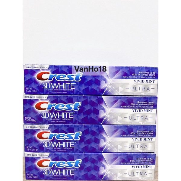 USA_Kem Đánh Răng Crest 3D White Ultra Vivid Mint 158g