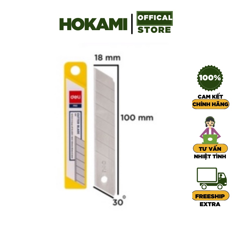 Lưỡi dao rọc giấy loại to deli 2011 - Hộp 10 chiếc - Lưỡi dao loại to Deli - chuyên VPP HOKAMI STORE