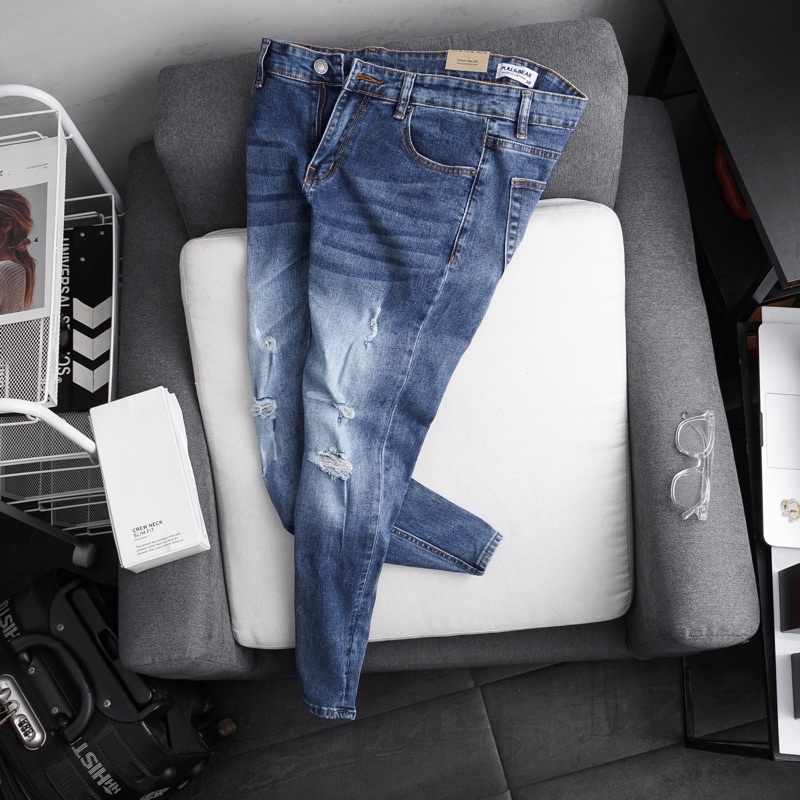 [⚡GIẢM SÂU⚡️VNXK] Quần jean nam co giãn slimfit xuất xịn - màu bụi rách | BigBuy360 - bigbuy360.vn