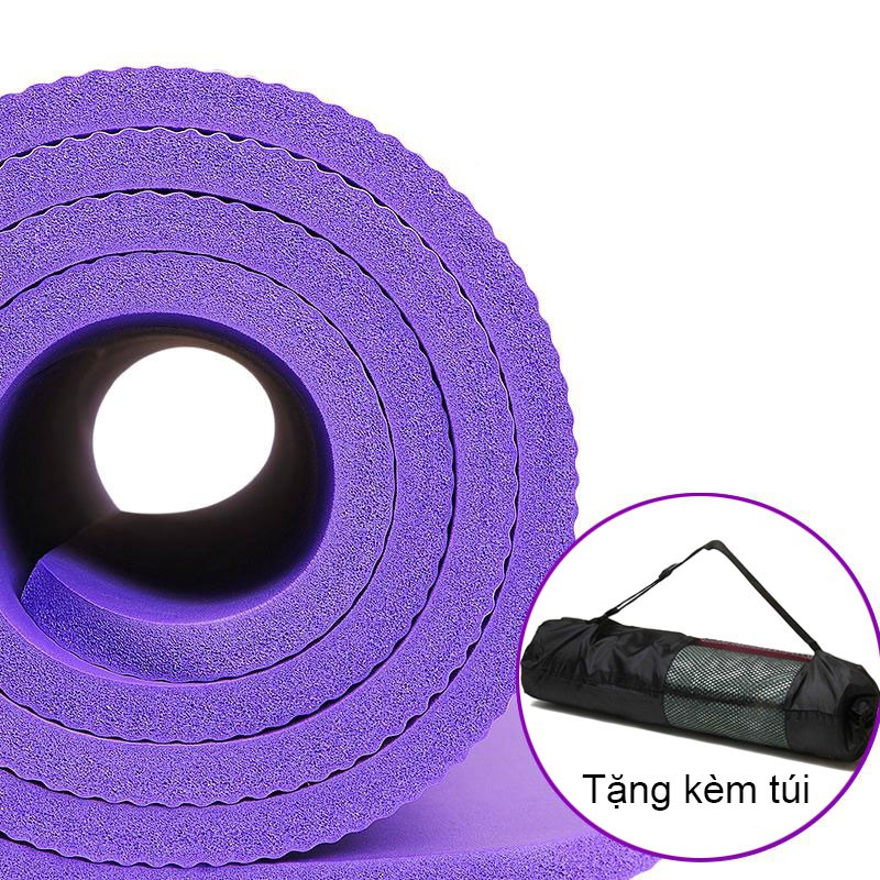 Thảm tập Yoga siêu bền, dày 10mm TPE (kèm túi đựng, dây đeo)