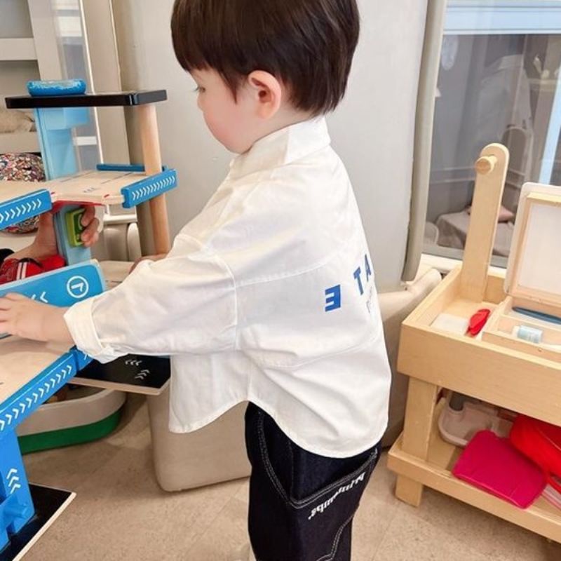 Áo Sơ Mi Cotton Dài Tay Thiết Kế Mới Thời Trang Mùa Xuân Dành Cho Bé Trai