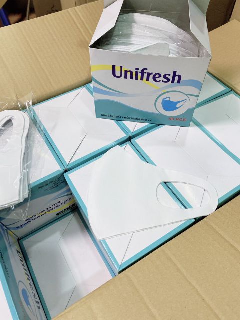 Hộp 50c khẩu trang vải 3lớp poly kháng khuẩn Unifresh