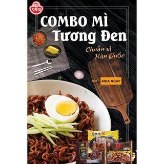 Combo 3 loại mì trộn tương đen Hàn Quốc gói 135gr
