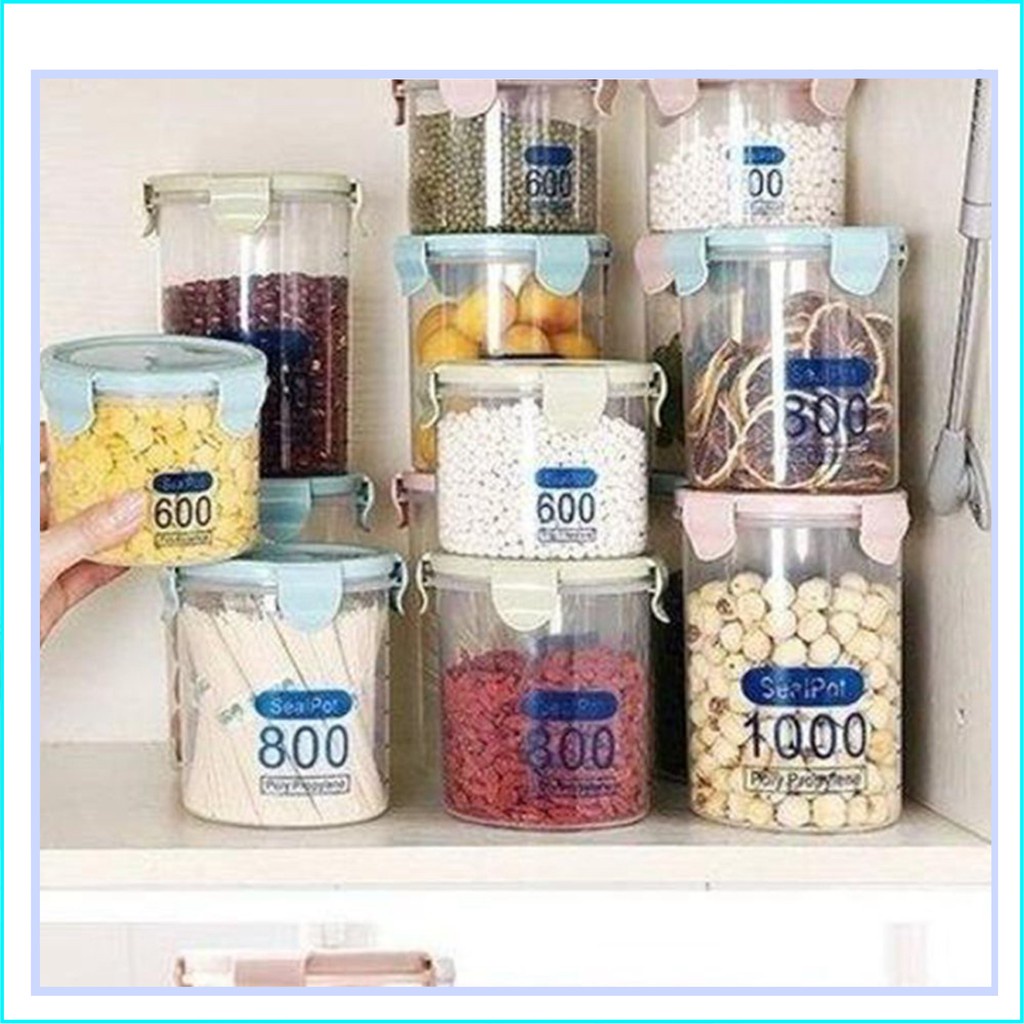 Set 3 hộp nhựa đựng thực phẩm, nắp cài viền cao su chắc chắn, chia vạch ở thân hộp (600 - 800 - 1000ml)