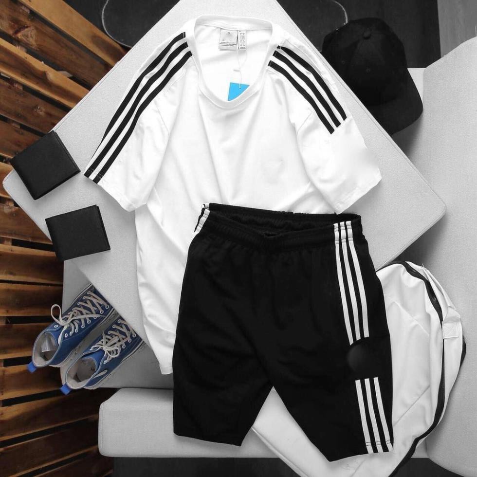 Bộ quần áo thể thao nam thun cao cấp, bộ adidas nam mùa hè cộc tay thun lạnh năng động tracksuit ་