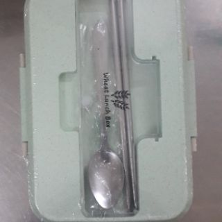 Hộp cơm lúa mạch kèm đũa thìa inox