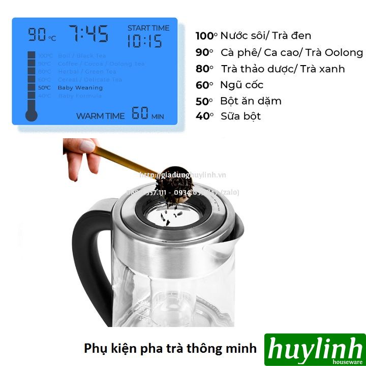 [Mã ELHAMS5 giảm 6% đơn 300K] Bình đun nước pha trà thông minh Dreamer DK-S17D - 1.7 lít