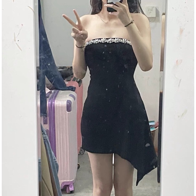 Váy đầm ôm body cup ngực đính đá bling bling dáng dài và ngắn lệch tà sexy đi tiệc đi chơi đi bar