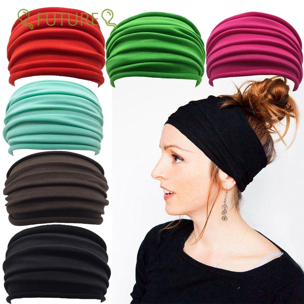 Băng Đô Thể Thao Bản Rộng Co Giãn Chống Trượt 13 Màu Hàng Mới Cho Nữ