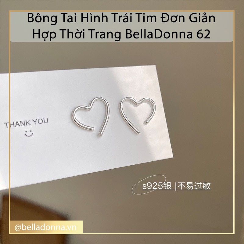 Bông Tai Hình Trái Tim Đơn Giản Hợp Thời Trang BellaDonna 62