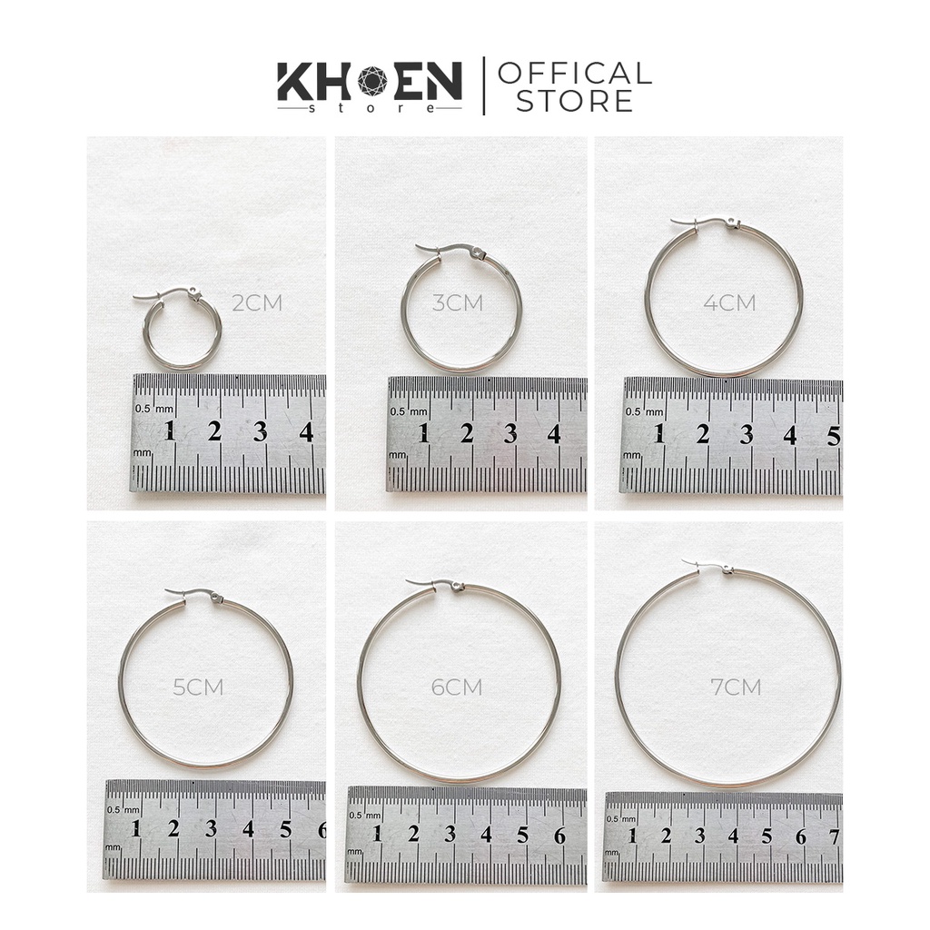 Bông tai nữ Tròn trơn màu bạc  - Thép không gỉ - Khoen store