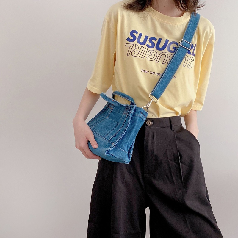 Túi đeo chéo vai vải denim sành điệu cá tính dành cho phái nữ