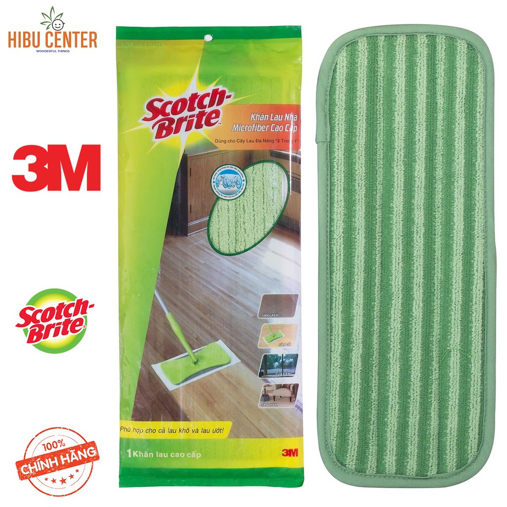 Khăn Lau Nhà Microfiber Cao Cấp Scotch-Brite 3M – Dùng Cho Cây Lau Đa Năng 3 Trong 1 – Phù Hợp Cho Cả Lau Khô Và Lau Ướt