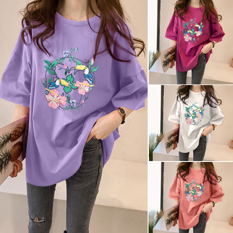 NRVP Áo thun tay ngắn họa tiết hoạt hình phong cách Hàn Quốc thời trang 2021 dành cho nữ