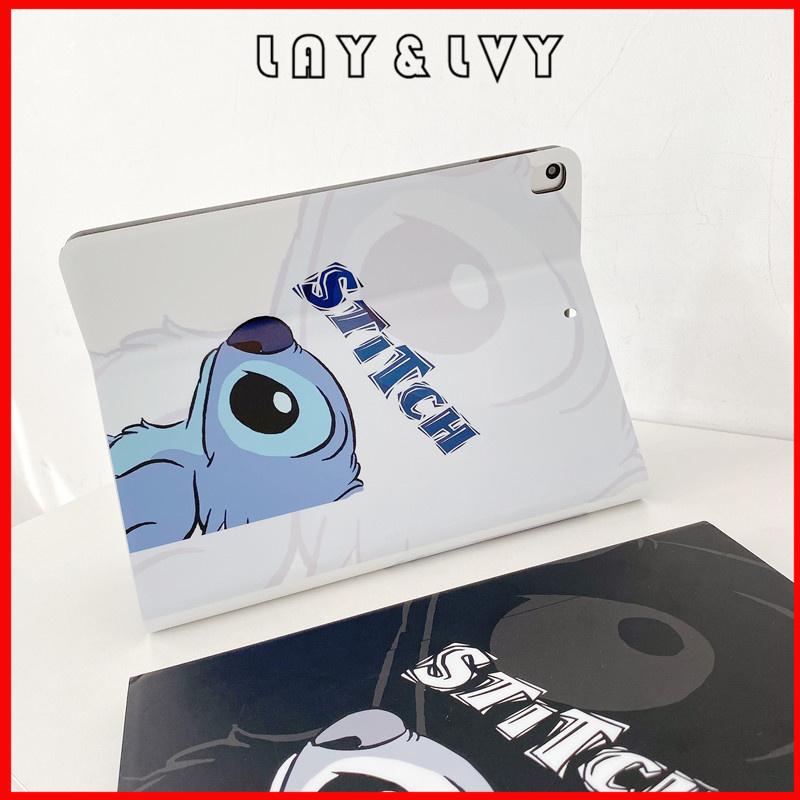 Stitch Cartoon Cute Drop-resistant IMD High Quality IPAD Leather Case Tablet Computer Protective Case with Pen Slot