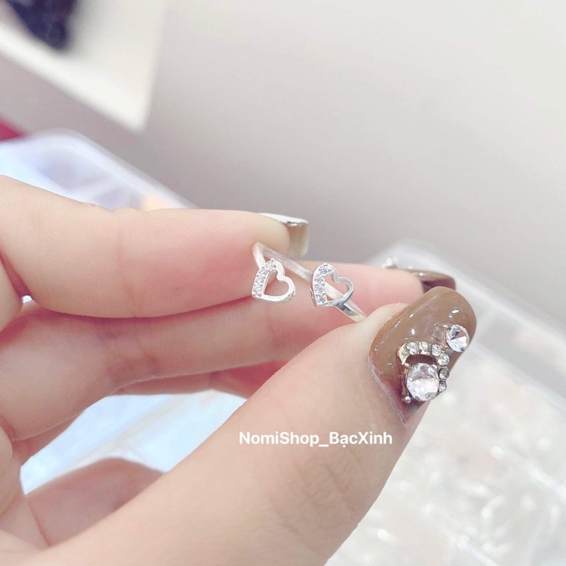 Nhẫn nữ trái tym đôi freesize xinh xắn rẻ đẹp Mainomi Shop Bạc Xinh