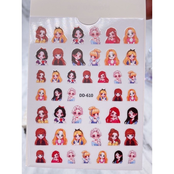 sticker 3d hoạt hình dán móng tay nail