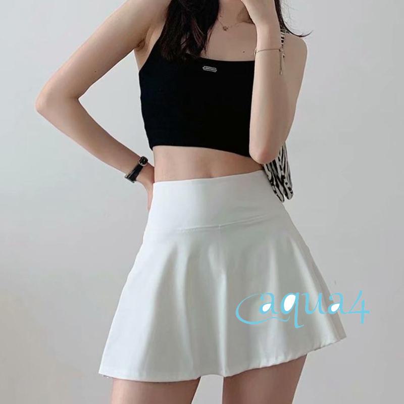Chân Váy Tennis Lưng Cao Màu Trơn Xẻ Tà Thời Trang Cho Nữ