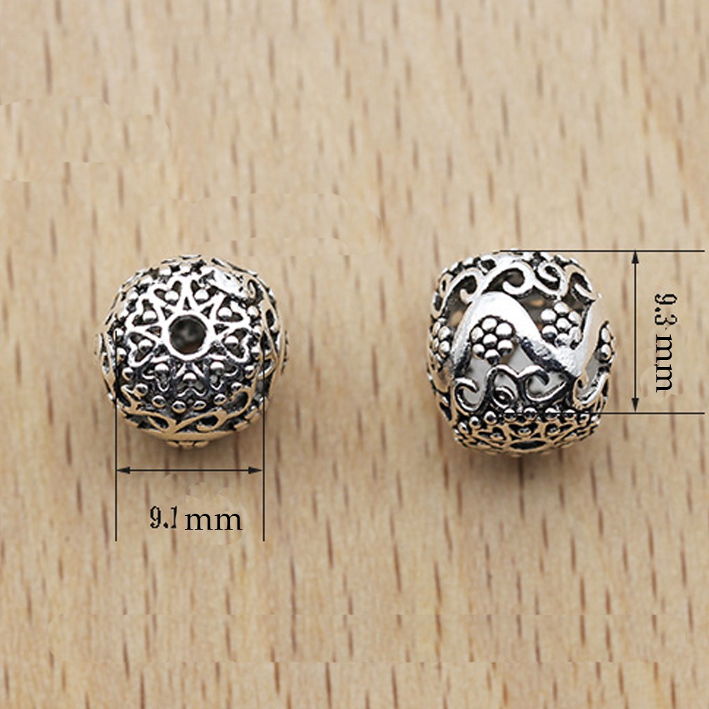 Charm bạc Hạt retro rỗng