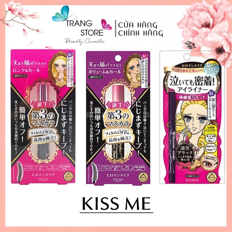 Mascara Kiss Me Nhật Bản siêu dài, dày, cong mi, Kẻ Mắt Kiss Me Heroin nét manhe chống nước