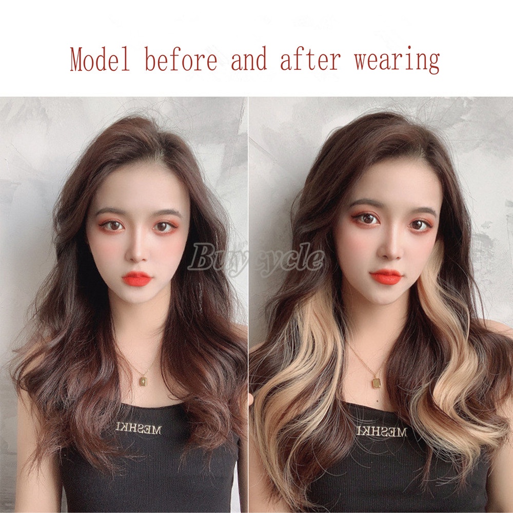 Bộ Tóc Giả Dài Xoăn Màu Gradient Tự Nhiên Không Để Lại Dấu Vết Cho Nữ