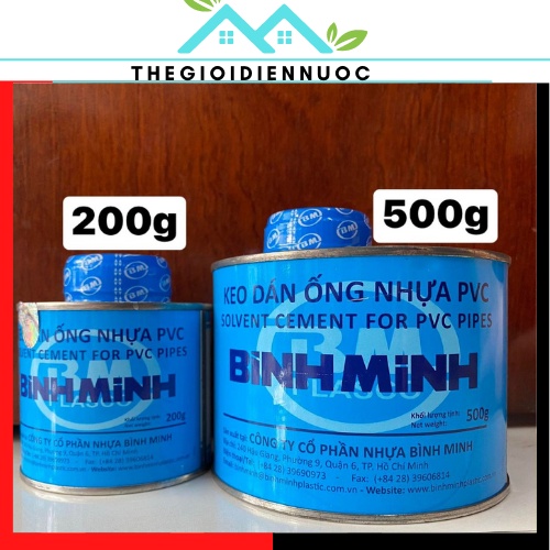 Keo dán ống nhựa pvc Bình Minh loại tốt, dính chắc chắn, hộp 200g, 500g