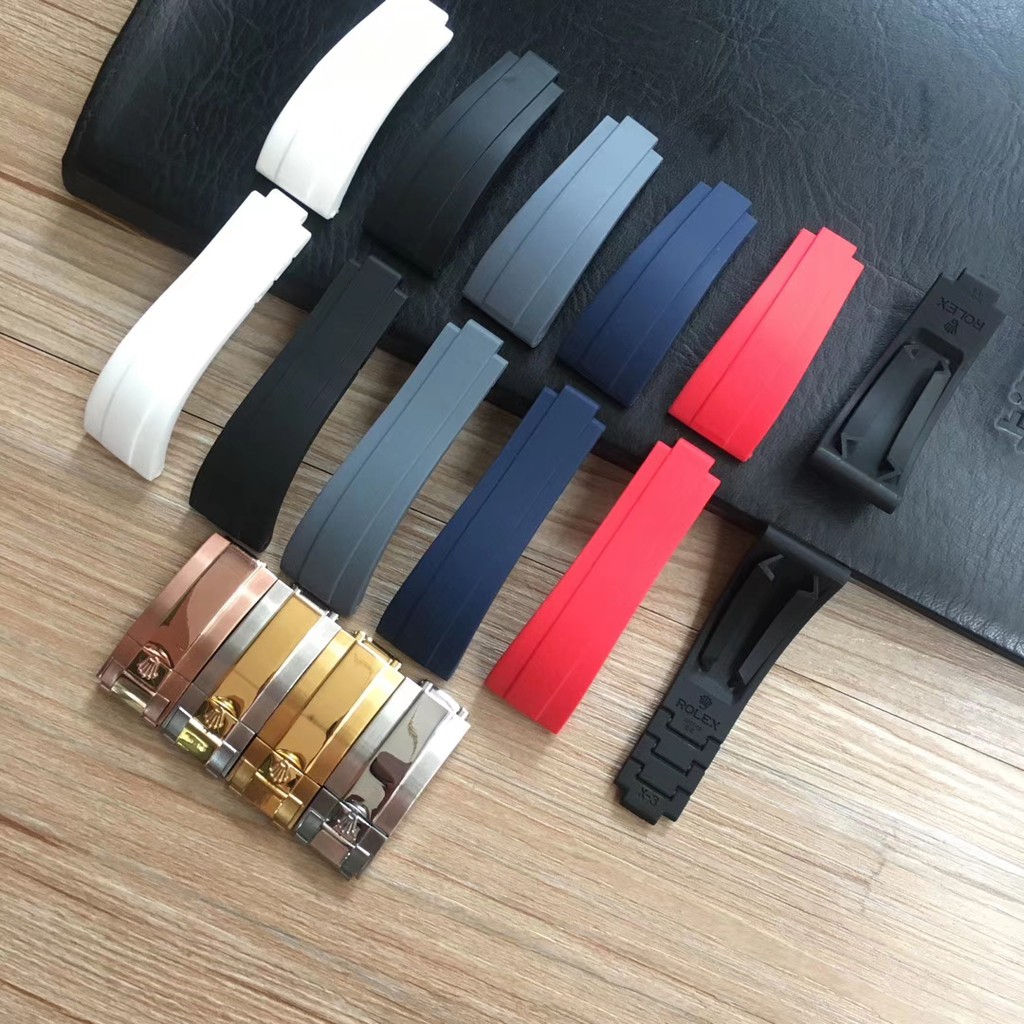 Q72P 20mm black blue white red Grey nature rubber watchband watch band for Rolex strap submariner Daytona GMT oysterflex easy adjust2021