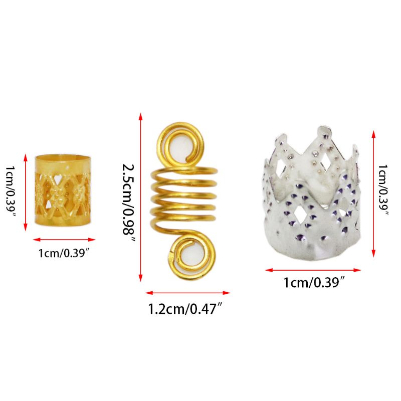 Bộ 160 Hạt Kim Loại Nhiều Kiểu Tự Xỏ Vòng Làm Tóc Dreadlocks