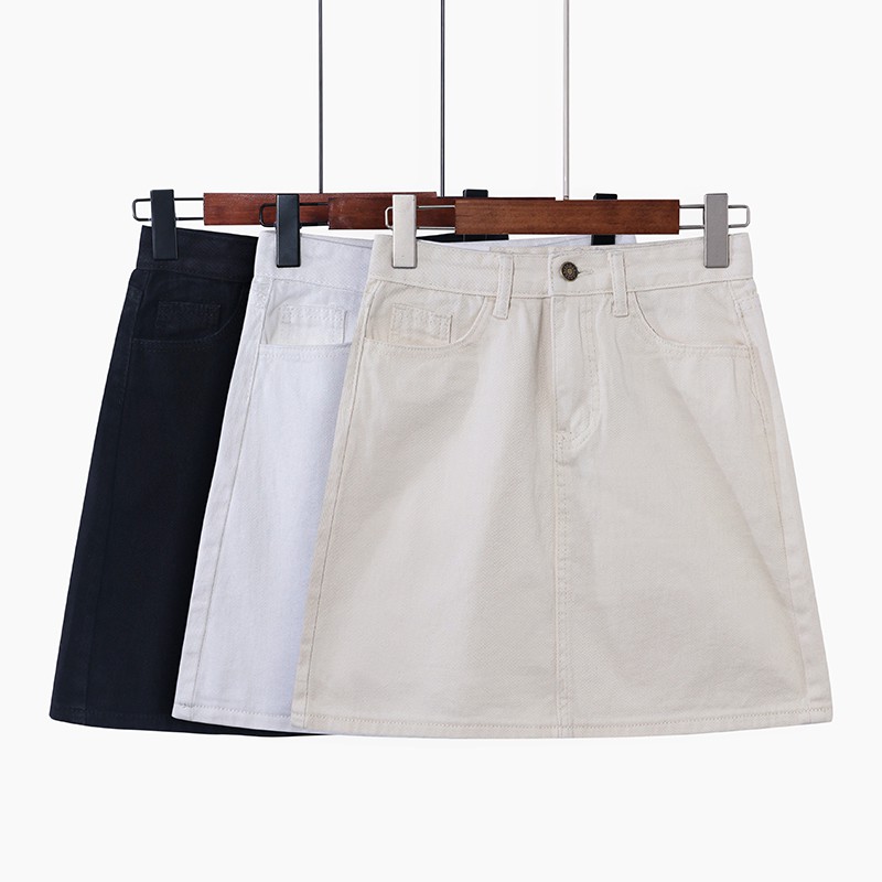 chân váy jean Dáng Chữ A Lưng Cao Kiểu Hàn Quốc Dễ Phối Đồ