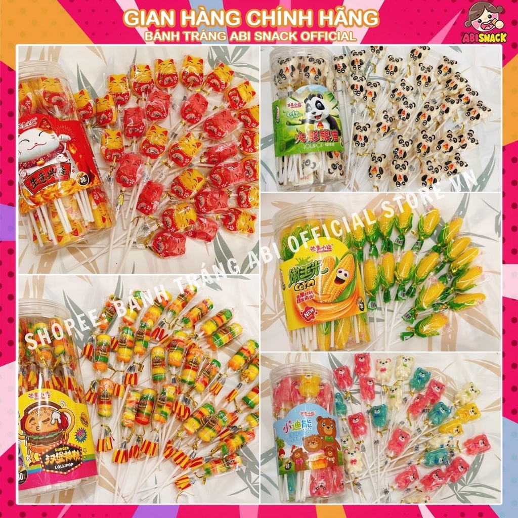 1 CÂY KẸO MÚT CỨNG LOLLIPOP NHIỀU HÌNH NGỘ NGHĨNH CUTE