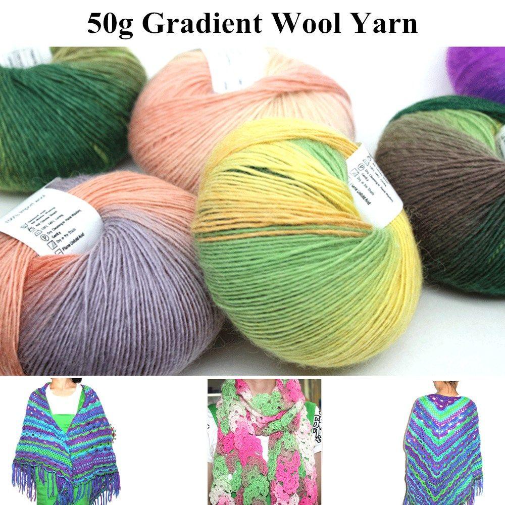 DORAW Cuộn Len Đan Chất Lượng Cao Màu Sắc Cầu Vồng Gradient 50g