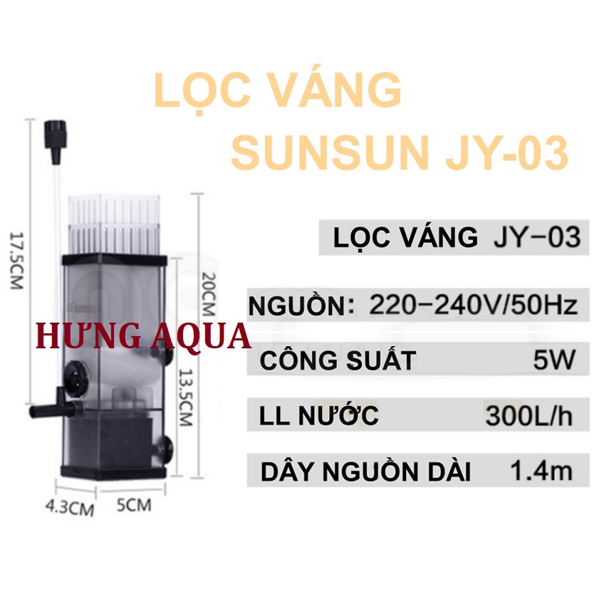Lọc váng, lọc váng bề mặt nước bể cá SUNSUN JY-02/03 tích hợp phun oxy, thổi luồng (chính hãng)