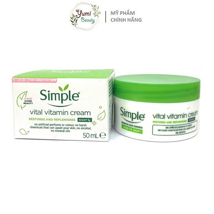 Kem dưỡng ẩm ban đêm Simple Vital Vitamin Cream Night 50ml