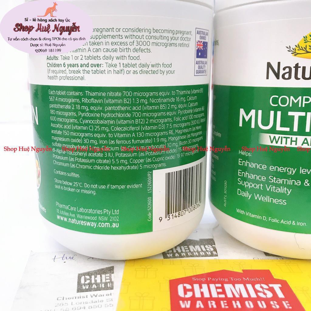 Vitamin Tổng Hợp [Úc] Nature’s Way Complete Daily Multivitamin- Tảo xoắn - 200 Viên