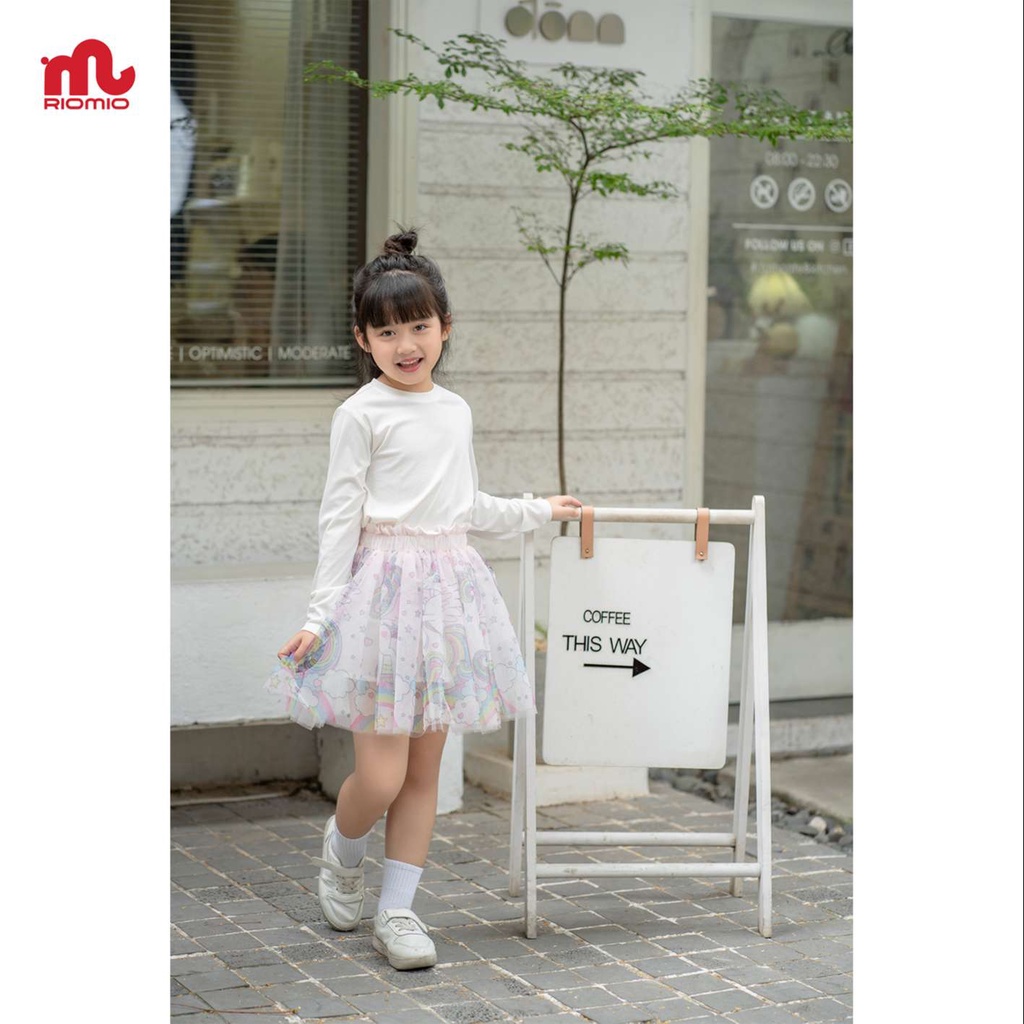 Chân váy cho bé gái 2-8 tuổi size 13-27kg RIOMIO dáng xòe 3 lớp lưới họa tiết xinh xắn