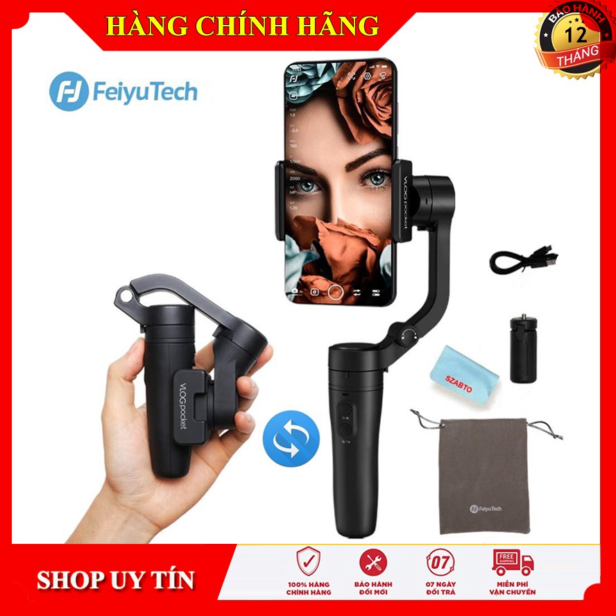 Feiyu Tech VLOG Pocket 2 - Gimbal Bluetooth Siêu Nhỏ Gọn Cho Điện Thoại Smartphone, Thời Lượng Pin 8h