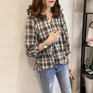 Áo sơ mi kẻ cúc bọc- hàng order