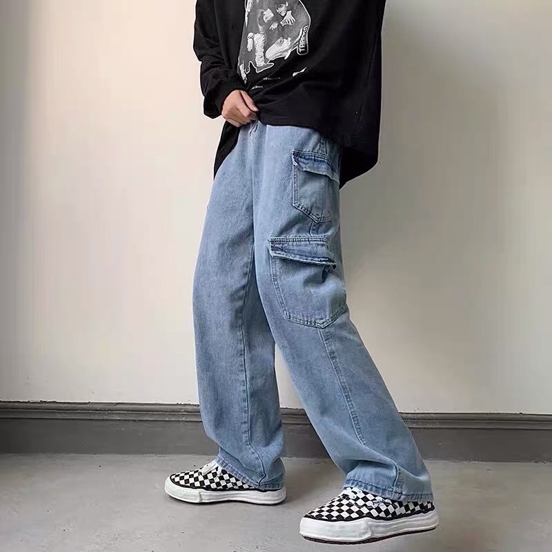 ORDER+ẢNH THẬT Quần bò jeans ống rộng túi hộp 4 túi Ulzzang hiphop siêu
